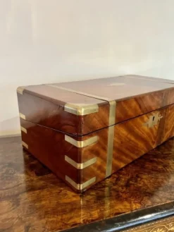 Clearance Pamono Large Antique Victorian Burr Walnut and Brass Bound Writing Box, 1860