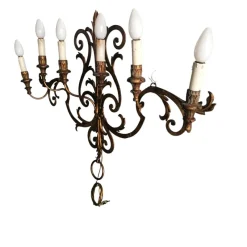 Pamono Large Antique Wall Light in Wrought Iron, 1890s> Wall Lights & Sconces