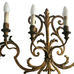 Pamono Large Antique Wall Light in Wrought Iron, 1890s><noscript><img width=