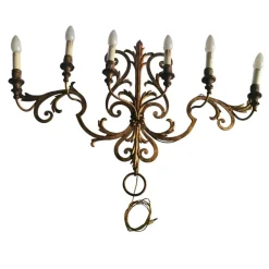 Pamono Large Antique Wall Light in Wrought Iron, 1890s><noscript><img width=