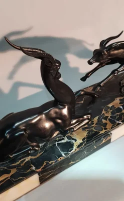 Best Pamono Large Art Deco Antelopes Sculpture by Limousin Jacques, 1930s