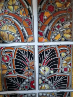 Sale Pamono Large Art Deco Architectural Stained Glass Window Panels, 1920s, Set of 12