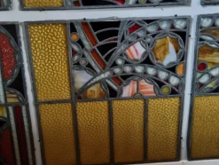 Sale Pamono Large Art Deco Architectural Stained Glass Window Panels, 1920s, Set of 12