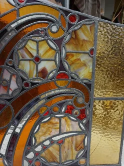 Sale Pamono Large Art Deco Architectural Stained Glass Window Panels, 1920s, Set of 12