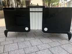 Pamono Large Art Deco Desk in in Lacquer & Black Parchment Leather by Assi D´asolo, Italy><noscript><img width=