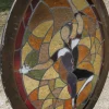 Pamono Large Art Deco French Stained Glass Panel, 1920s