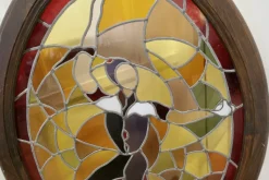 Pamono Large Art Deco French Stained Glass Panel, 1920s