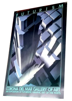 Sale Pamono Large Art Deco Style Architecture Poster, 1980s
