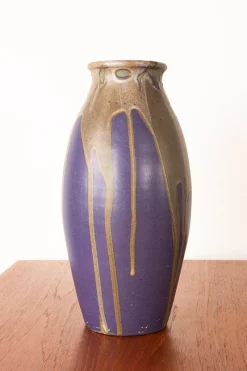 Outlet Pamono Large Art Deco Vase in Purple Glazed Ceramic by Léon Pointu fo Grès de Puisaye, 1920s