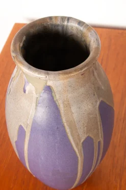 Outlet Pamono Large Art Deco Vase in Purple Glazed Ceramic by Léon Pointu fo Grès de Puisaye, 1920s