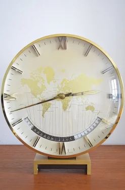 New Pamono Large Art Deco World Time Clock by Heinrich Möller for Kienzle, 1950s