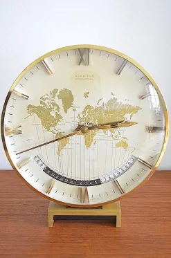New Pamono Large Art Deco World Time Clock by Heinrich Möller for Kienzle, 1950s