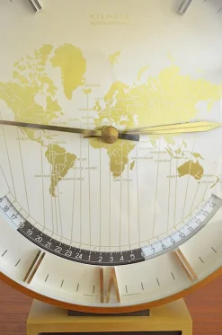 New Pamono Large Art Deco World Time Clock by Heinrich Möller for Kienzle, 1950s
