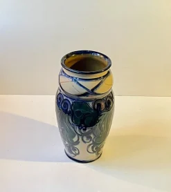 Pamono Large Art Nouveau Danish Hand-Glazed Vase from Danico, 1920s><noscript><img width=
