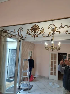 Pamono Large Art Nouveau Églomisé Brasserie or Bistro Mirror><noscript><img width=