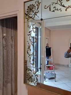Pamono Large Art Nouveau Églomisé Brasserie or Bistro Mirror><noscript><img width=
