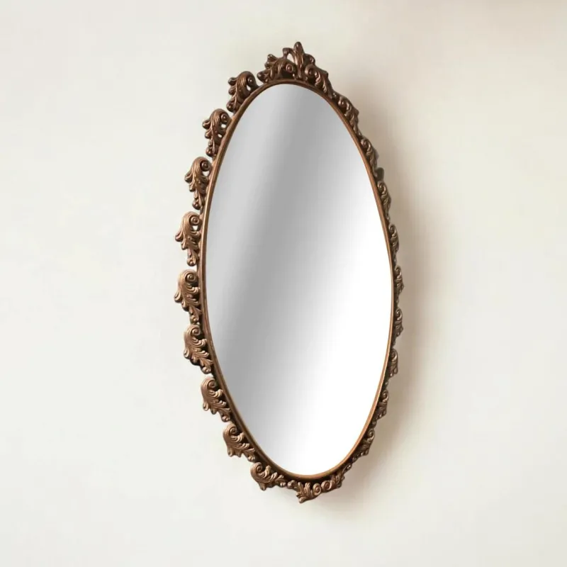 Online Pamono Large Art Nouveau Mirror with Floral Metal Frame, 1890s