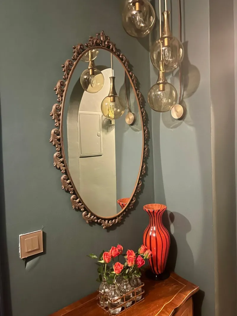 Online Pamono Large Art Nouveau Mirror with Floral Metal Frame, 1890s