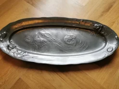 Best Pamono Large Art Nouveau Museum Fish Plate by Hugo Leven for Kayserzinn, 1900s