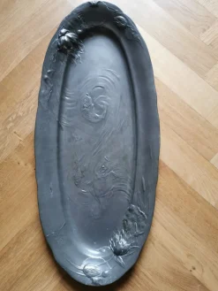 Best Pamono Large Art Nouveau Museum Fish Plate by Hugo Leven for Kayserzinn, 1900s