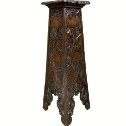 Sale Pamono Large Arts and Crafts Hand Carved Pedestal, England, 1880s