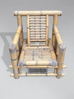 New Pamono Large Bamboo Pagoda Lounge Armchairs, 1980, Set of 4