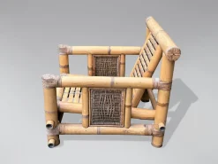 New Pamono Large Bamboo Pagoda Lounge Armchairs, 1980, Set of 4