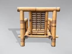 New Pamono Large Bamboo Pagoda Lounge Armchairs, 1980, Set of 4
