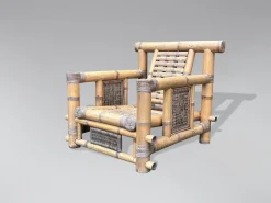 New Pamono Large Bamboo Pagoda Lounge Armchairs, 1980, Set of 4