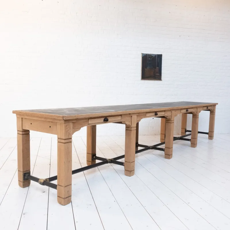 Pamono Large Banque De France Sorting Table, 1920> Worktables & Workbenches