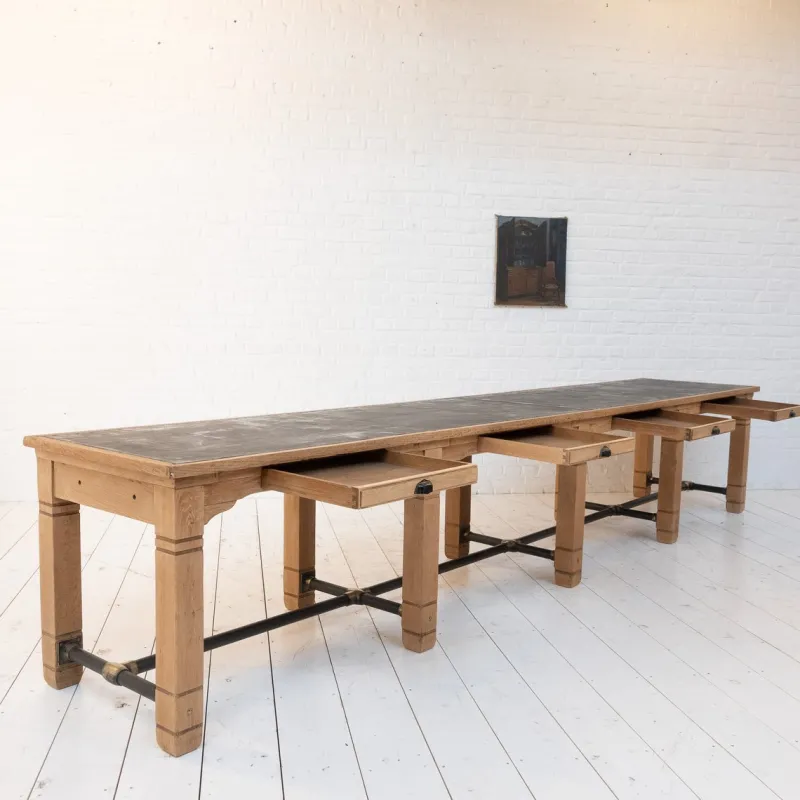 Pamono Large Banque De France Sorting Table, 1920> Worktables & Workbenches