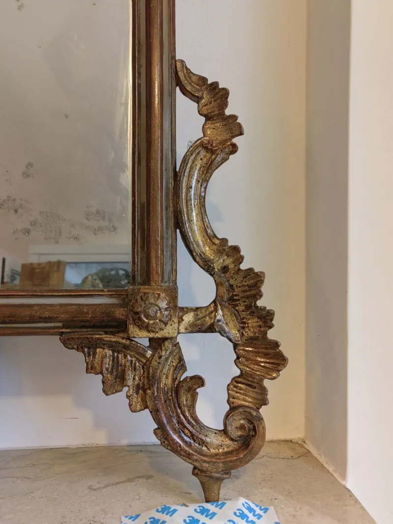Clearance Pamono Large Baroque Mirror for Fireplace with Wooden Frame
