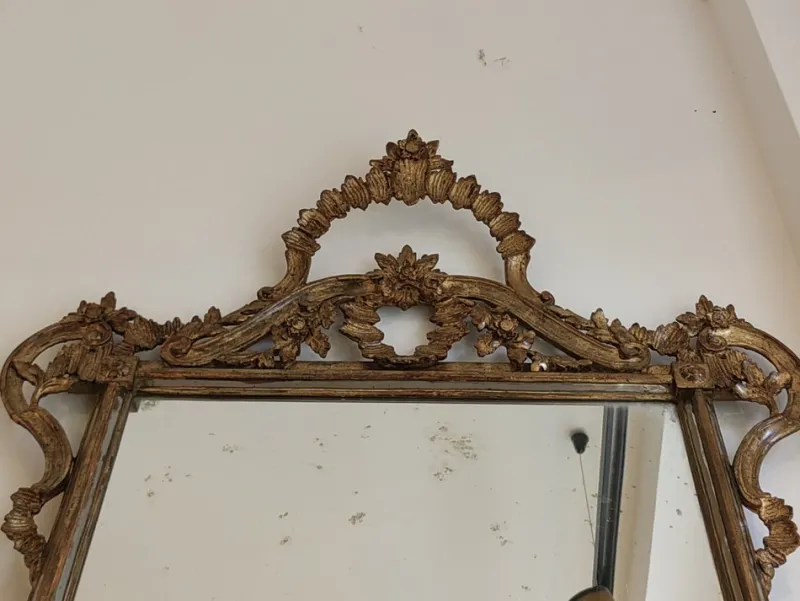 Clearance Pamono Large Baroque Mirror for Fireplace with Wooden Frame