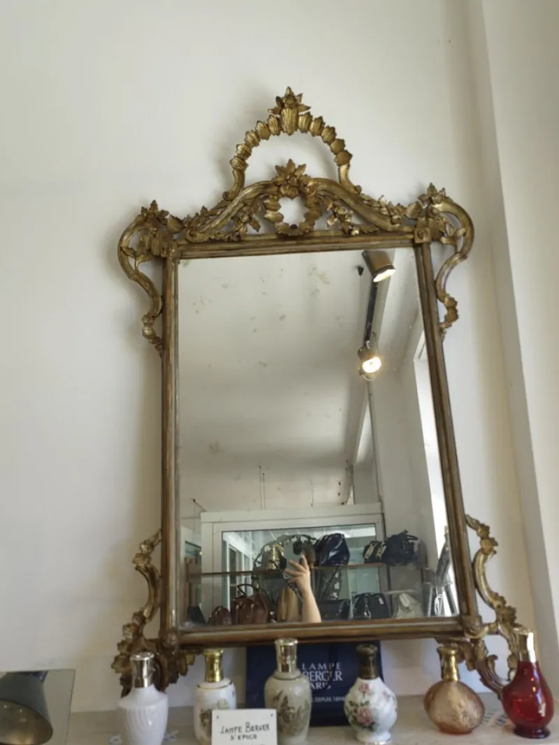 Clearance Pamono Large Baroque Mirror for Fireplace with Wooden Frame
