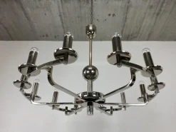 New Pamono Large Bauhaus Chandelier and Wall Lamps, 1940s, Set of 3
