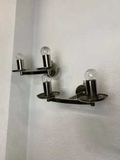 New Pamono Large Bauhaus Chandelier and Wall Lamps, 1940s, Set of 3