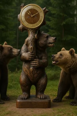 Pamono Large Black Forest Bear Clock, 1955><noscript><img width=