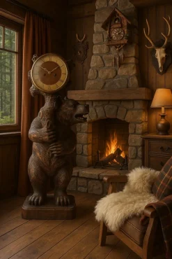 Pamono Large Black Forest Bear Clock, 1955><noscript><img width=