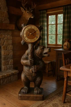 Pamono Large Black Forest Bear Clock, 1955><noscript><img width=