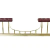 Pamono Large Brass and Leather Fireplace Club Fender, 2000> Fireplaces And Mantels