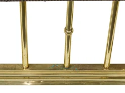 Pamono Large Brass and Leather Fireplace Club Fender, 2000><noscript><img width=