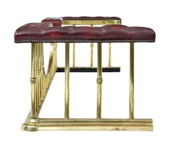 Pamono Large Brass and Leather Fireplace Club Fender, 2000><noscript><img width=