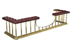 Pamono Large Brass and Leather Fireplace Club Fender, 2000><noscript><img width=