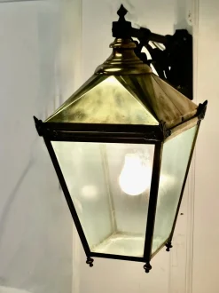 New Pamono Large Brass Wall Hung Lantern, 1950s
