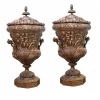 Pamono Large Bronze Urns Monumental Campana Cherub attributed to Clodion, Set of 2