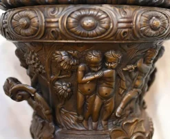 Pamono Large Bronze Urns Monumental Campana Cherub attributed to Clodion, Set of 2