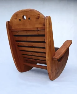 Pamono Large Brutalist Pine Rocking Chair from Wasa, 1987> Rocking Chairs