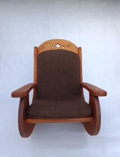 Pamono Large Brutalist Pine Rocking Chair from Wasa, 1987><noscript><img width=