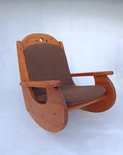 Pamono Large Brutalist Pine Rocking Chair from Wasa, 1987><noscript><img width=