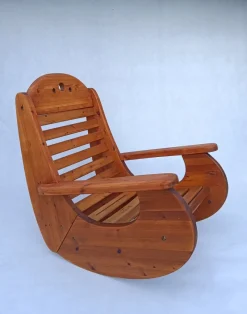 Pamono Large Brutalist Pine Rocking Chair from Wasa, 1987><noscript><img width=